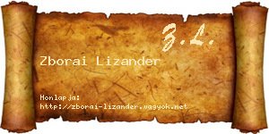 Zborai Lizander névjegykártya